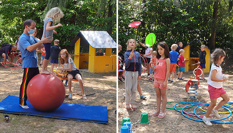 Initiation aux arts du cirque au camping Les Pialades