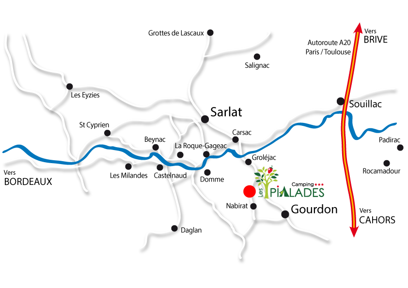 Plan d'accès de notre camping en Dordogne